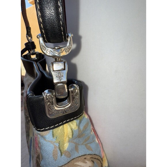 Brighton Reversible Tapestry Leather Crossbody Shoulder Bag Heart Charm Boho Vtg - Picture 11 of 14